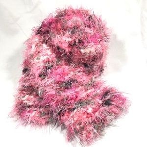 SCARF - PRETTY in PINK!!! STRETCHY KNIT SCARF. BRIGHT PINK, BLACK, GRAY & WHITE